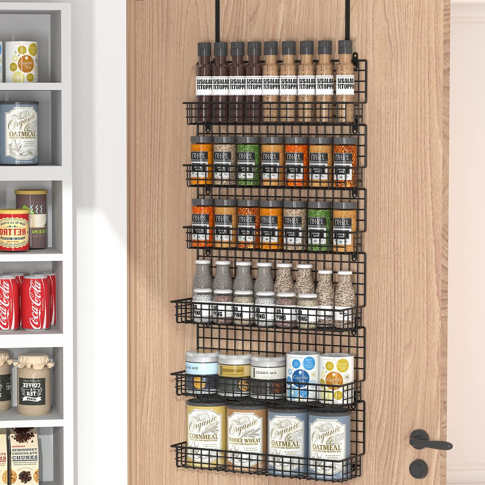 JKsmart 6-Tier Spice Rack Organizer with Door Hook, Wall Mounted & Over the D...