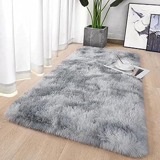 Chicrug Soft Runner Rugs for Bedroom Living Room Plush Fluffy Rug 2x4 Feet, Shag Furry Area Rug Carpet Non Shedding for Nursery Children Kids Girls Room Home Decorative, Grey and White