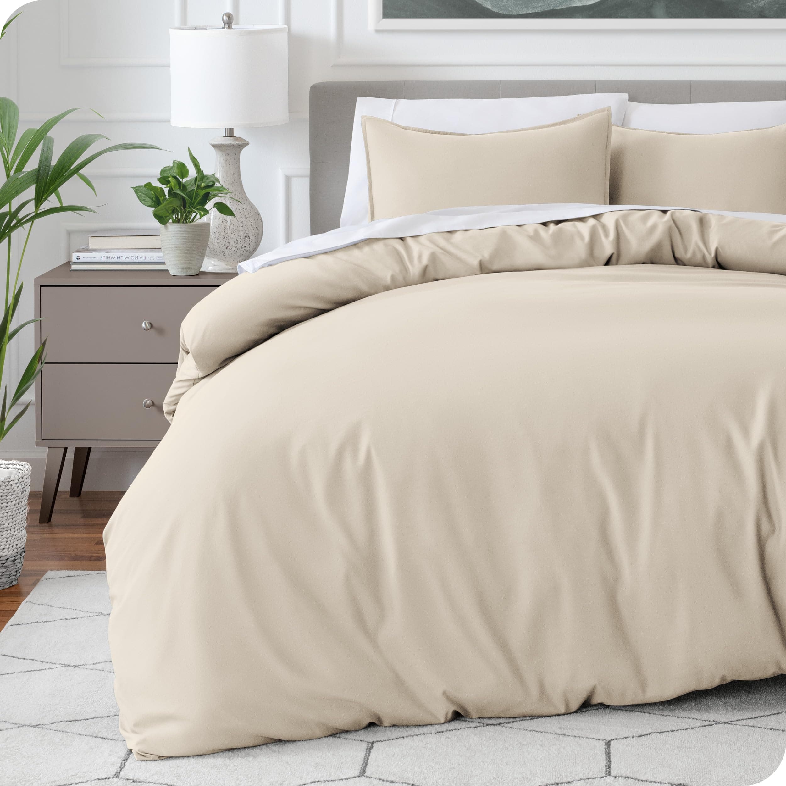 Bare Home Bedding Duvet Cover Oversized King Size - Premium 1800 Super Soft Collection - Lightweight, Duvet Cover - Soft Textured Bedding (Oversized King, Sand)