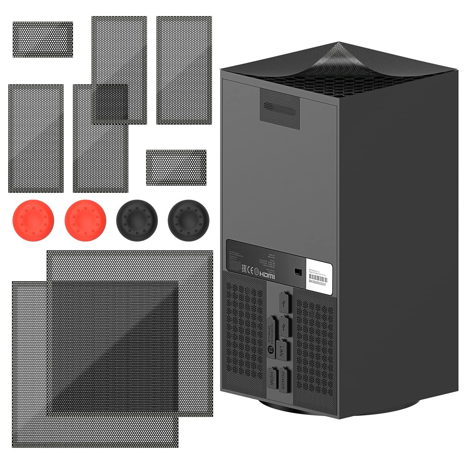 Dust Cover for Xbox Series X, Dust Filter Cover Mesh Cooler Filter Dust-Proof Cover for Xbox Series X Console Accessories with 4 Thump Grip Caps- 2 Pack