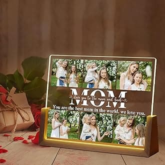 Ship Next Day Personalized Gifts for Mom - Personalized Mother's Day Birthday Gifts, Custom Acrylic Light Up Picture Frame, Mother's Day Valentines Gifts for Mom from Daughter Son Husband