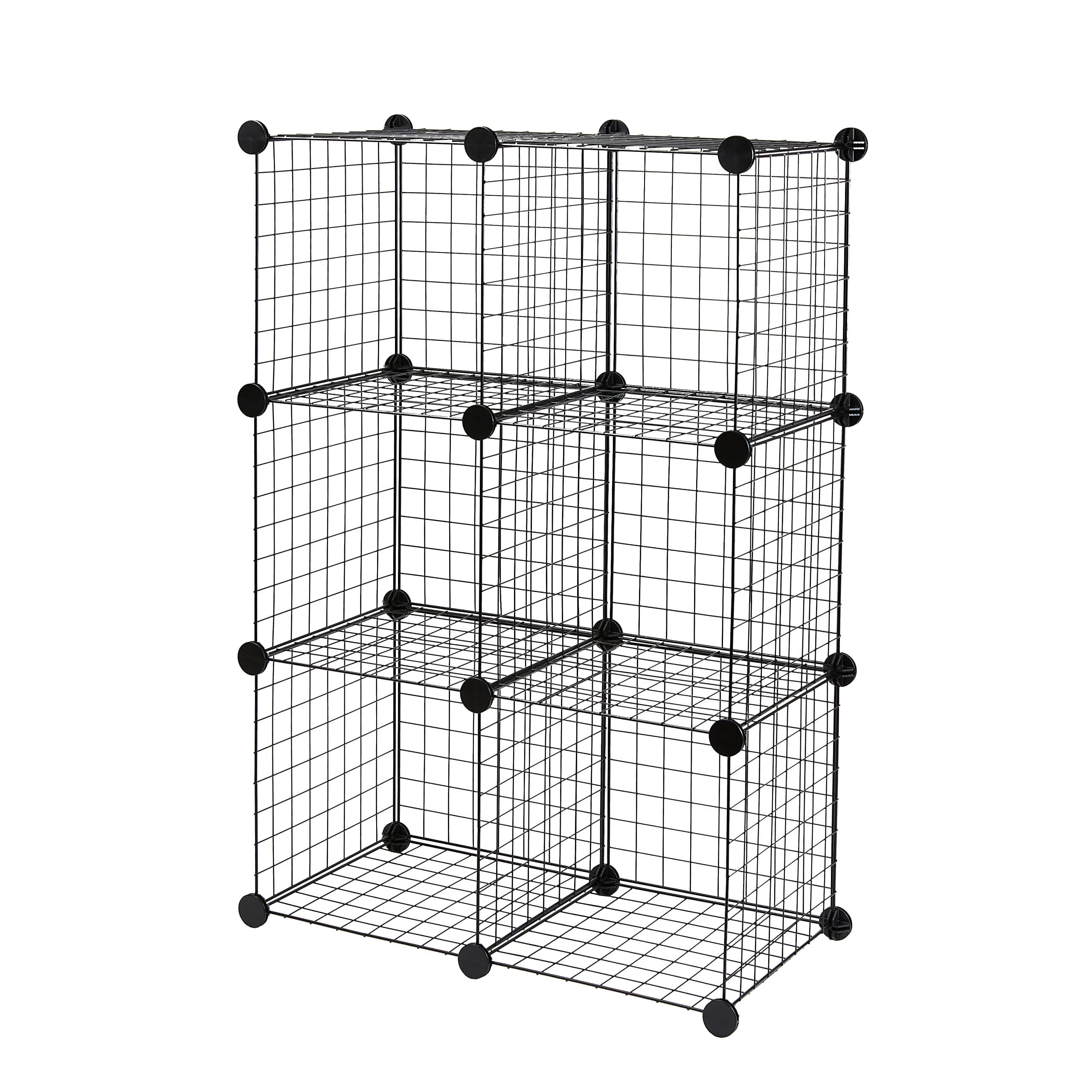 Amazon Basics 6 Cube Wire Grid Stackable Storage Shelves, Black, 66 x 32 x 96.5 cm