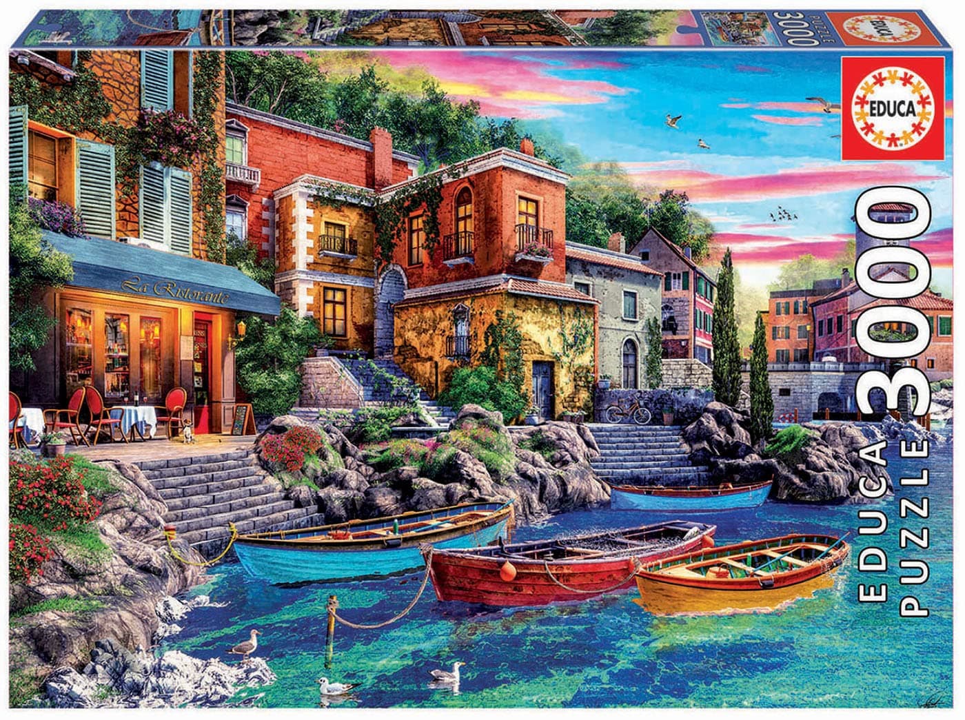 Sunset in Como - 3000 Piece Jigsaw Puzzle - Puzzle Glue Included - Completed Image Measures 47.25" x 33.5" - Ages 14+ (19052)