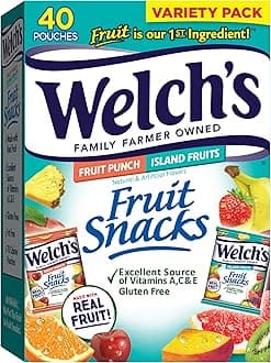 Fruit Snacks, Fruit Punch & Island Fruits Variety Pack, Perfect Stocking Stuffer for Kids, Gluten Free, Bulk Pack, 0.8 oz Individual Single Serve Bags (Pack of 40)