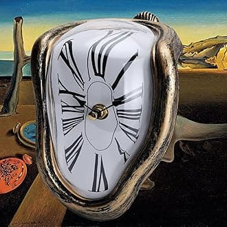 FAREVER Melting Clock, Salvador Dali Watch Melted Clock for Decorative Home Office Shelf Desk Table Funny Creative Gift，Rome Antique Gold