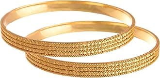 JFL - Jewellery for Less Golden One Gram Gold Plated Bangle Set For Women
