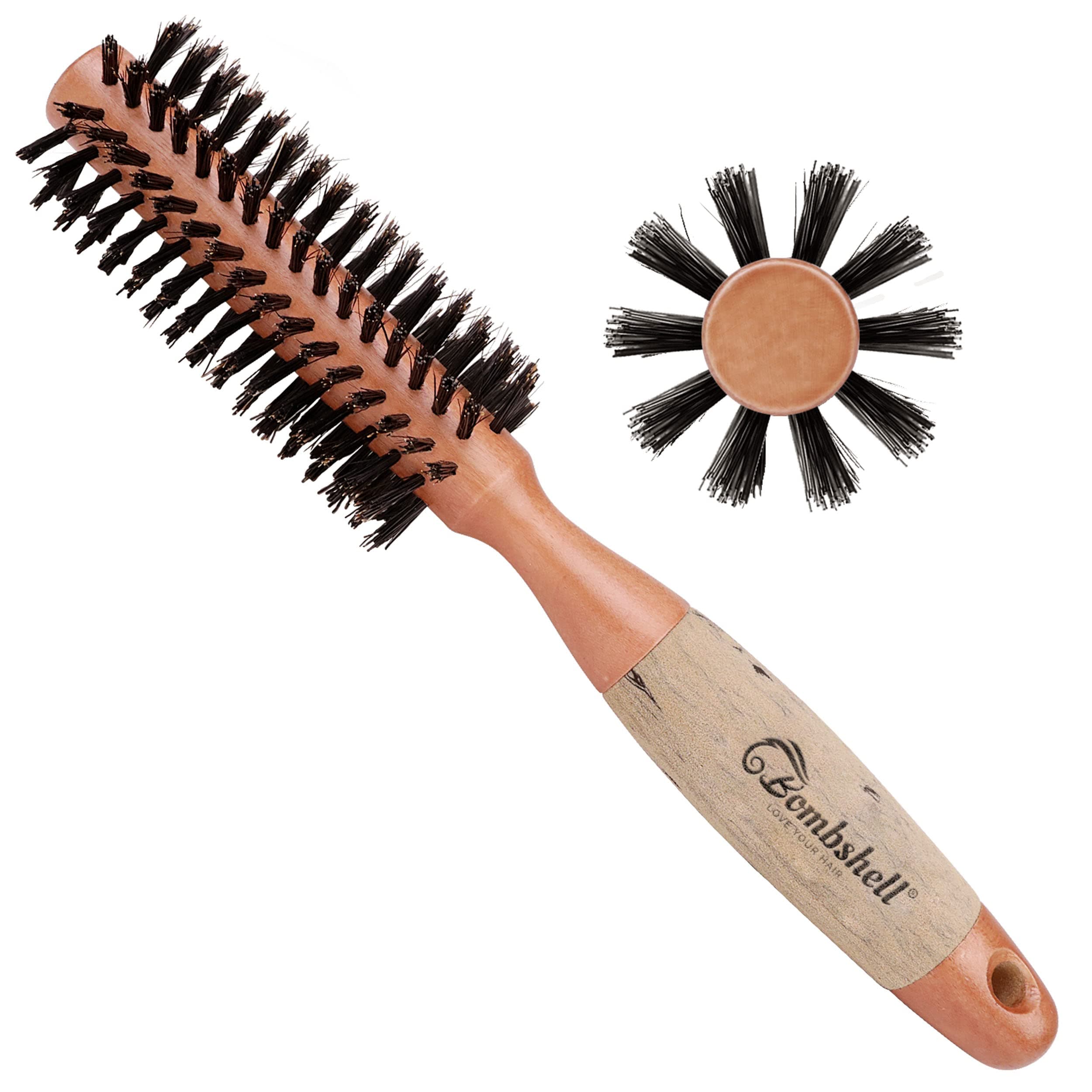 Bombshell Birch Wood Round Brush - 1.75in Width, 10in Length, Boar Bristle, Natural Wood Handle, Sustainable Material, Hair Brush for Styling, Blow Out, and Curling