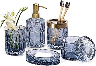 EMPO Bathroom Glass Accessories Set Blue