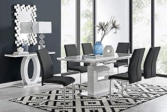 Furniturebox UK Arezzo Large Extending Dining Table and 8 Black Lorenzo Chairs Set