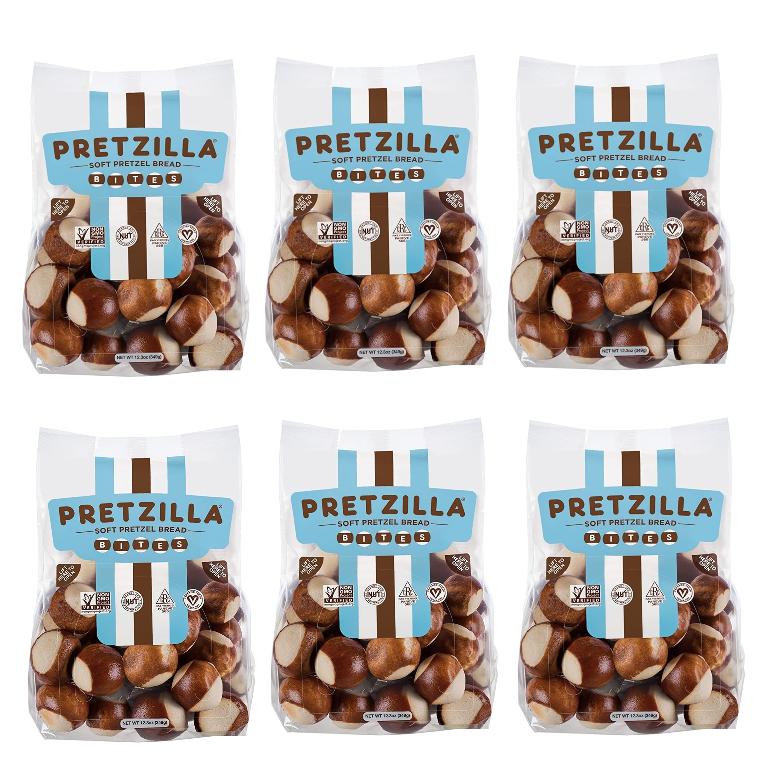 Pretzilla Super Soft Non GMO Pretzel Bread Bites 12.3 oz (6 Pack)