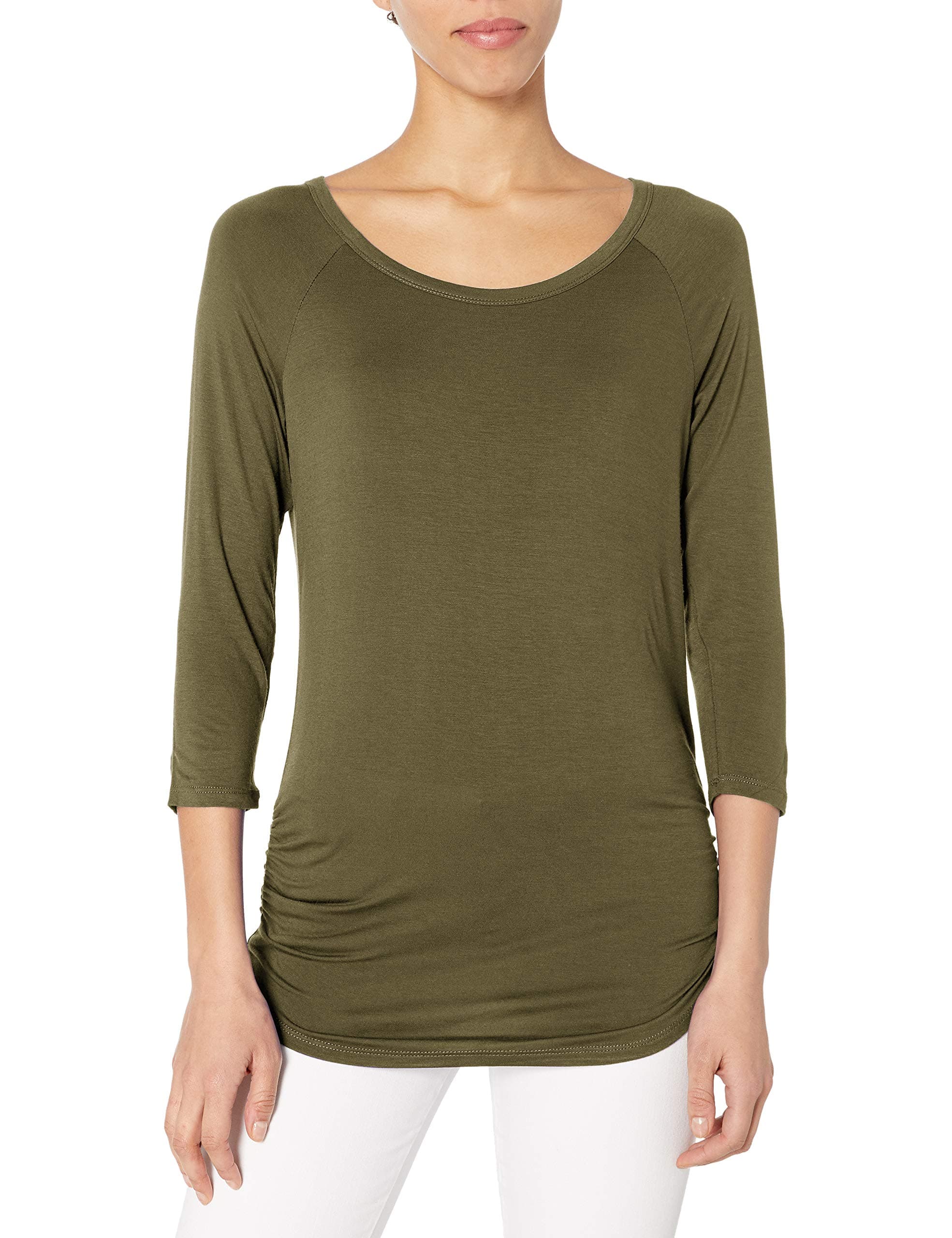 Paper + Tee Women's Scoop-Neck Side-Ruched Top