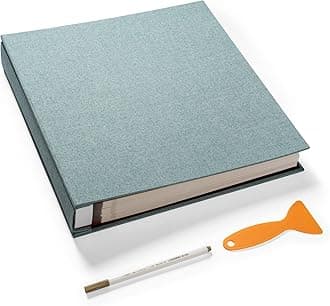 HoneyTolly Super Large Photo Album Self Adhesive Scrapbook Album for 4×6 5×7 8×10 10×12 or Bigger Pictures DIY Magnetic Linen Cover Album 80Sheets/160Pages DIY Photo Album(Green)