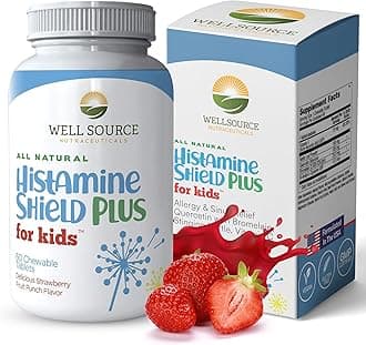 - Natural Antihistamine Supplement, Sinus & Allergy Relief for Pollen, Pet Dander, Dust, Mold, and Odors, 60 Strawberry Fruit Punch Chewable Tablets