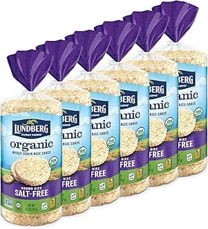 Lundberg Organic Brown Rice Cakes, Salt-Free, Gluten-Free, Vegan, Healthy Snacks, 8.5 Ounce (Pack of 6)