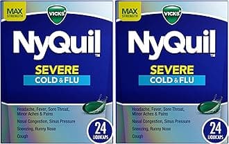 Vicks NyQuil Severe Cold, Flu, & Congestion Medicine, 24 Liquicaps, Maximum Strength, 24Count (Pack of 2)