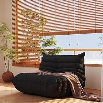 Bean Bag Chair, Fireside Chair, Large Bean Bag Chair for Adults, Bean Bag Chairs for Teens with High-Resilience Foam, Non-Slip Base Floor Lounge Sofa,Living Room (Black, Single)