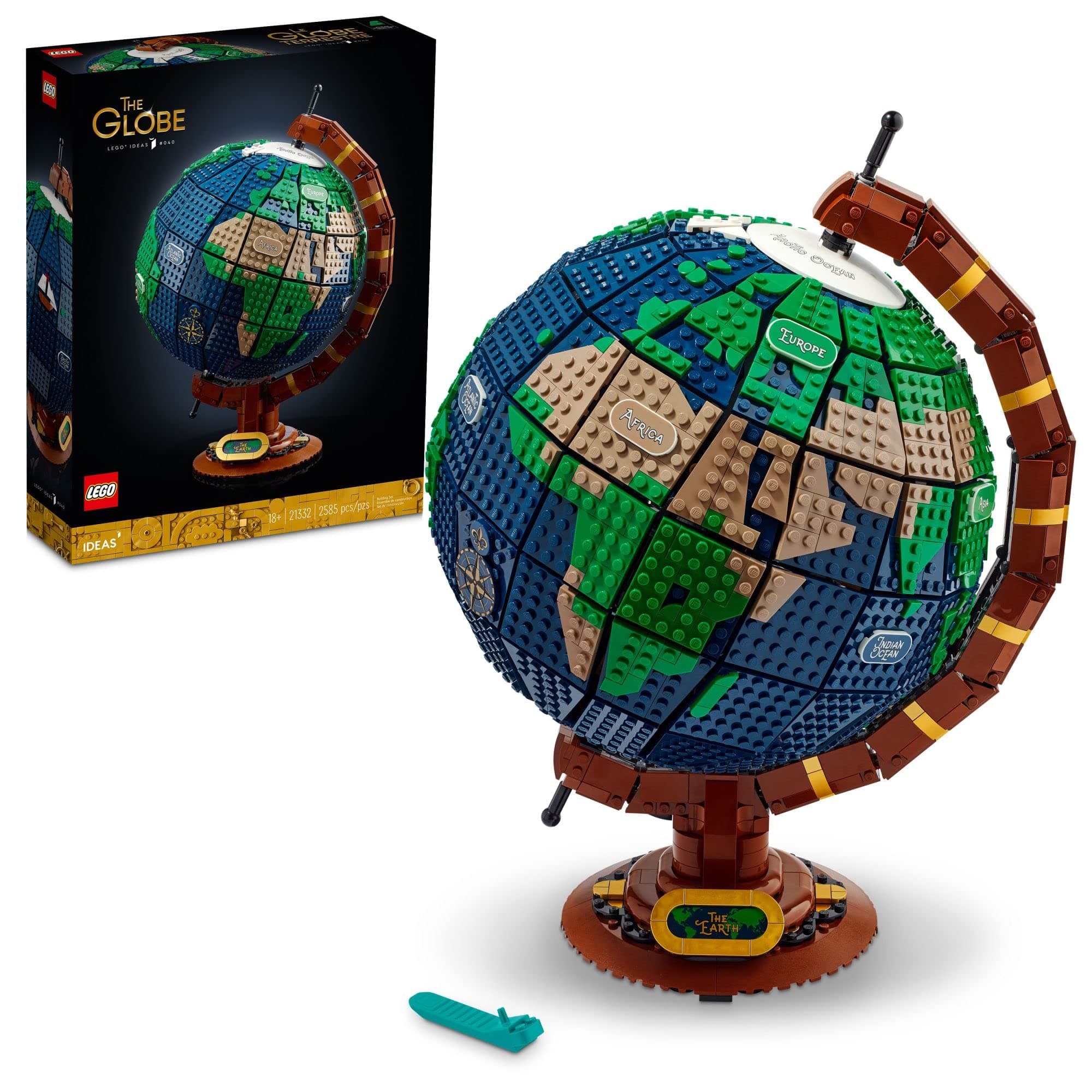 Ideas The Globe Building Set, Build and Display Model for Adults, Home Decor Gift for People with a Passion for Travel, Geography and Arts, 21332
