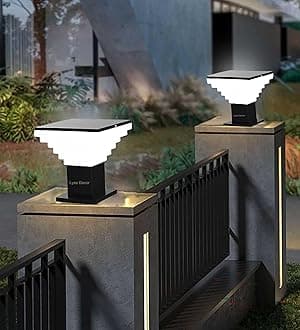 Lyse Decor Waterproof Gate Light for Main Gate Entrance, Outdoor Pillar Lamp, Gate Lamp for Garden & Boundaries Lights (Modern Design Stairs Shape, Pair of 2 Pieces)