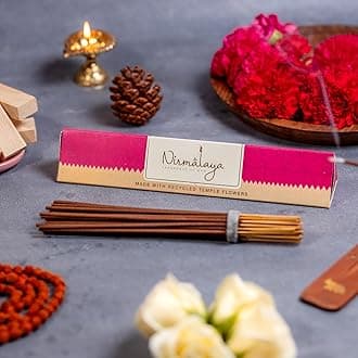 Nirmalaya Rose Incense Sticks - 40 Sticks | 100% Natural & Charcoal Free | Air Purifier & Home Fragrance