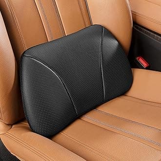 Genuine Leather Lumbar Support Pillow,Back Pain Relief Cushion,fits Tightly Around Waist,Real Cowhide,Memory Foam,fit Car Drive,Office Chair,Rest seat,Improve Posture,Portable,15.5''Lx 8.7''H