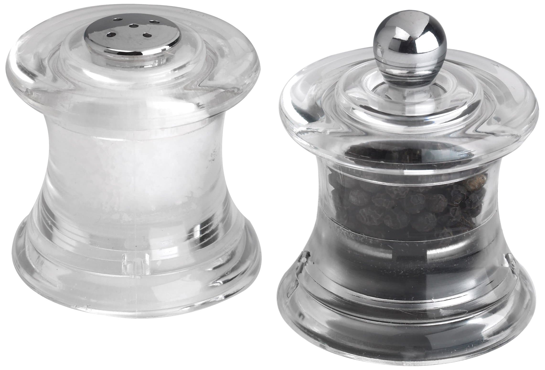 Mr. Dudley 2-Inch Peppermill and Salt Shaker Set, Clear Acrylic