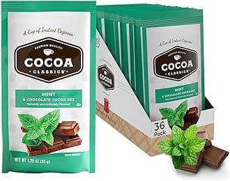 Cocoa Classics Mint Cocoa Mix, Hot Chocolate, Made with Nonfat Milk, Just Add Hot Water, Make Hot or Iced Cocoa, Gluten Free & Kosher Dairy Friendly, 1.25oz Packets (Pack of 36)