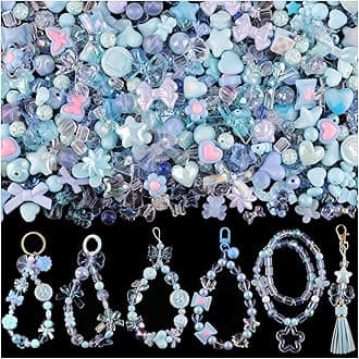 TINKRSTUFF Assorted 170-230PCS Blue Acrylic Beads for Bracelet Making, Flower Bow Butterfly Candy GummyBear Aesthetic Bracelet Charms,Cute Beads for Jewelry Making DIY Necklace Keychain Phone Charm