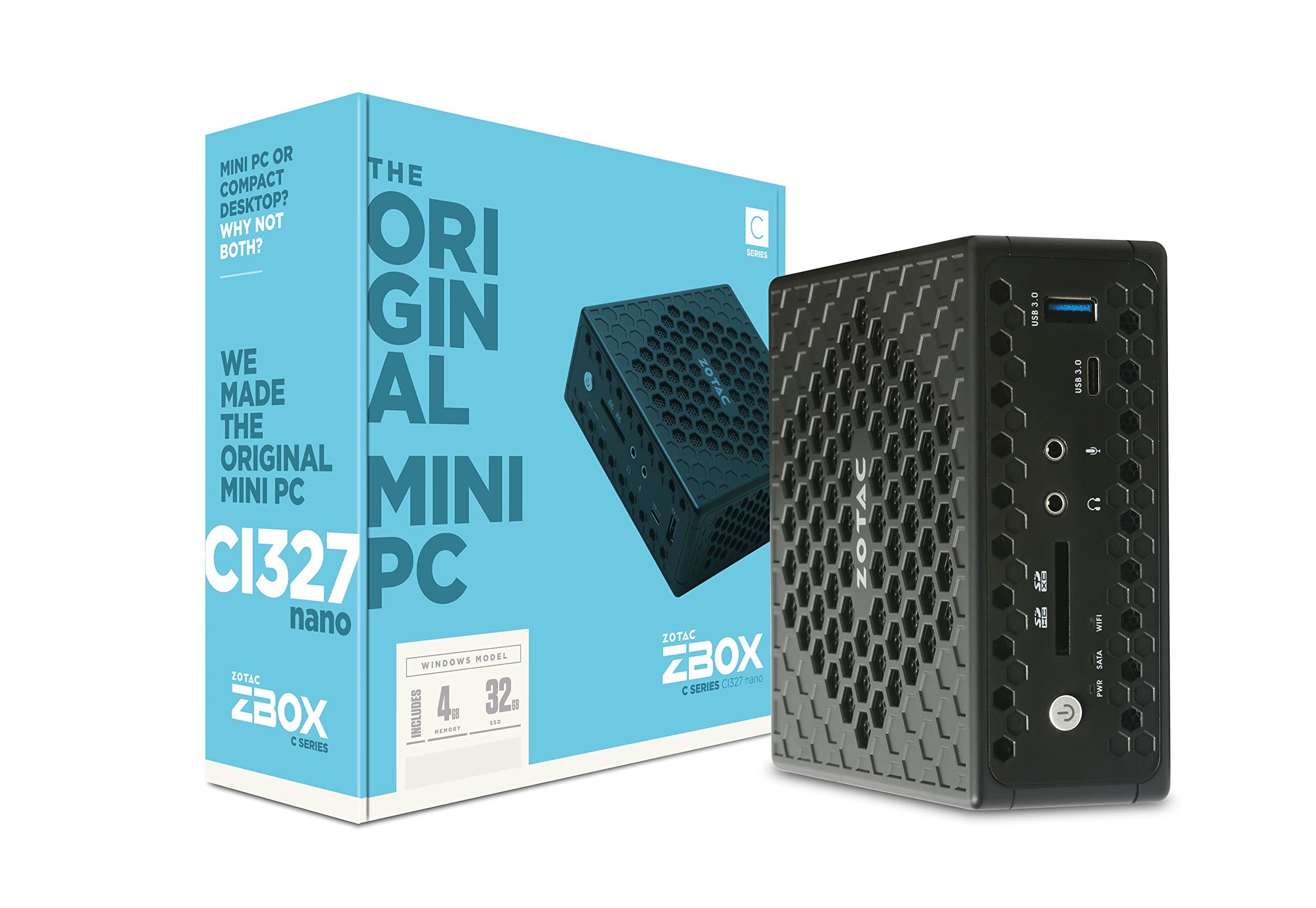 ZOTAC ZBOX CI327 Nano Silent Mini PC Intel N3450 CPU HD Graphics 500 4GB DDR3L/32GB SSD/Windows 10 (ZBOX-CI327NANO-U-W2B)
