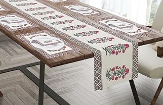 BLOCKS OF INDIA Cotton Hand Block Printed Table Runner for Center,Dining Table (Runner Napkin Set 12)