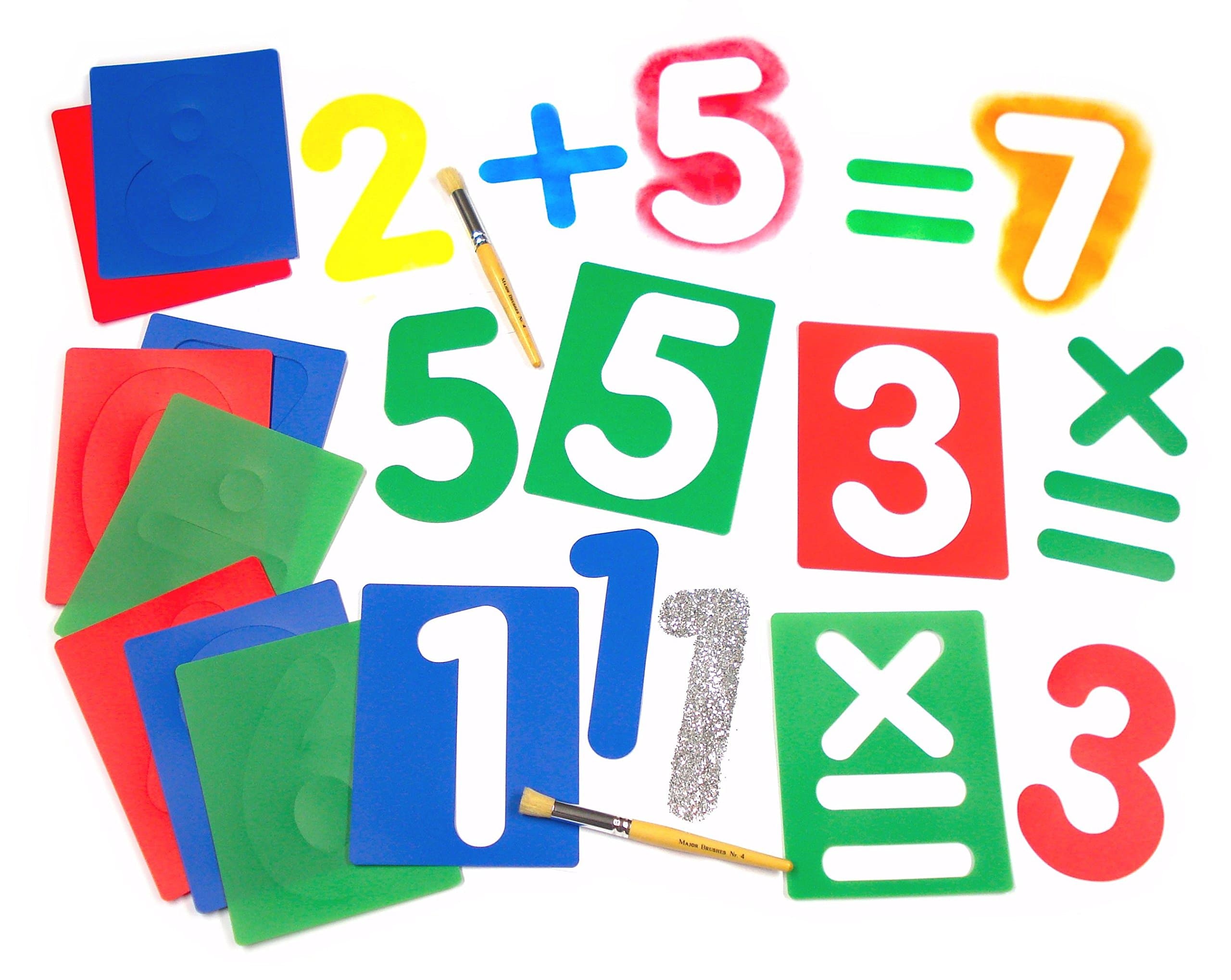 Major Brushes Large Number & Arithmetic Stencils Set of 12