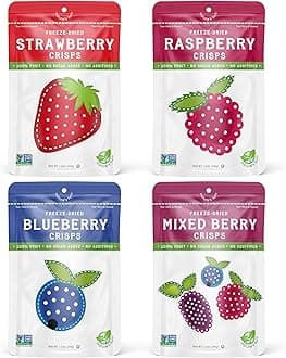 Nature’s Turn Freeze-Dried Fruit Crisps –Healthy, Gluten-Free,Crispy & Delicious, Plant-Based Snack,Ideal for Cereal, Smoothies, School Lunches, & On-the-Go, Very Berry Variety Bags of 4 (1.2 oz Each)