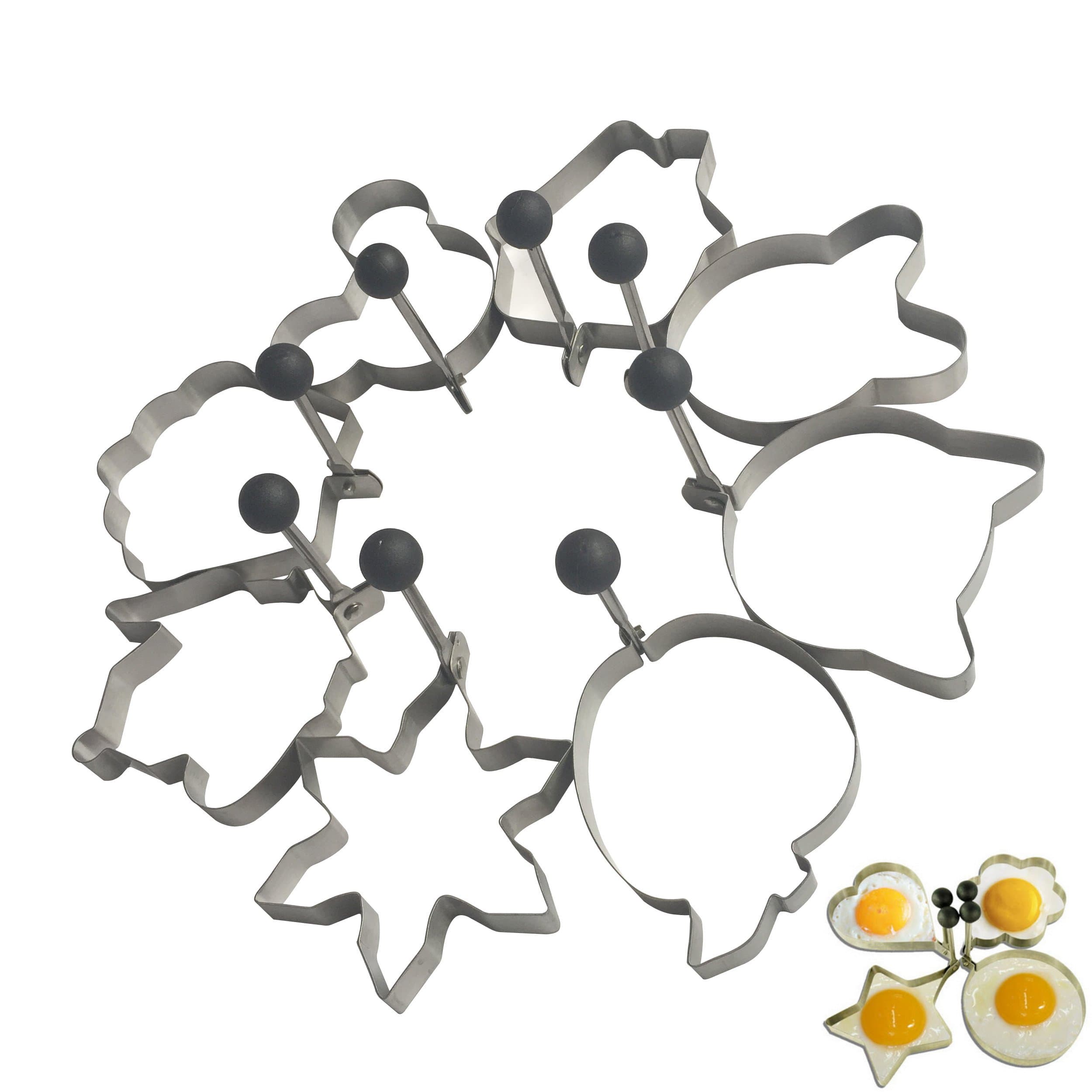 YeMarket 8pcs Different Shapes Stainless Steel Fried Egg Molds