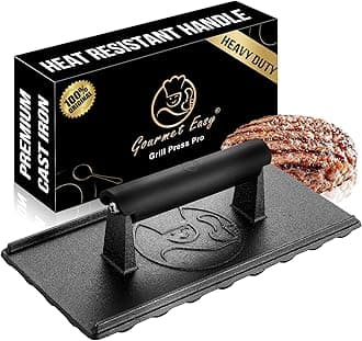 1.26kg Cast Iron Grill Press, Heavy Duty Smash Burger Press for Griddle Heat Resistant Handle, Burger Smasher, Hamburger Press, Grill Press for Griddle, Bacon Press Meat Press, BBQ Grill Accessories