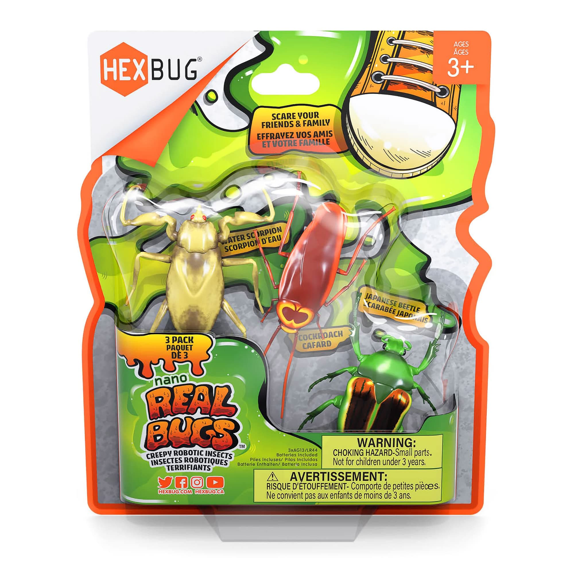 HEXBUG Real Bugs Nanos 3 Pack, Fake Insect Toy Figures, Vibration Powered Critters, Gift for Boys and Girls, 3 Years Old and Up