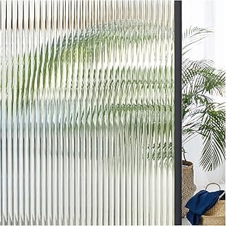 Lifetree Reeded Glass Window Film Privacy: 3D Decorative Vinyl Window Privacy Film Static Cling UV Blocking for Glass Windows Door (Glue, 90 * 300cm)