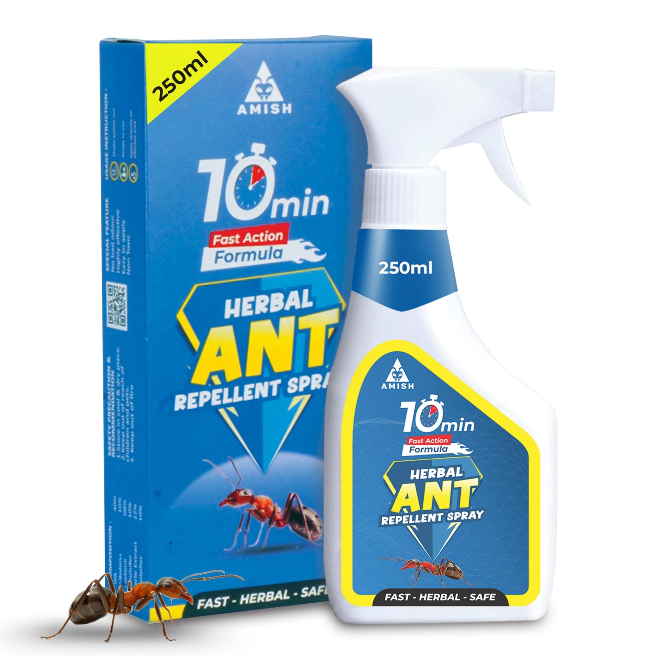 Amish Herbal Ant Spray 250Ml Pack-1|10 Minutes Formula |Removes Entire Colony|Powerful 100% Organic No Chemical Repellent For Home Kitchen Office Garden Long Lasting Protection