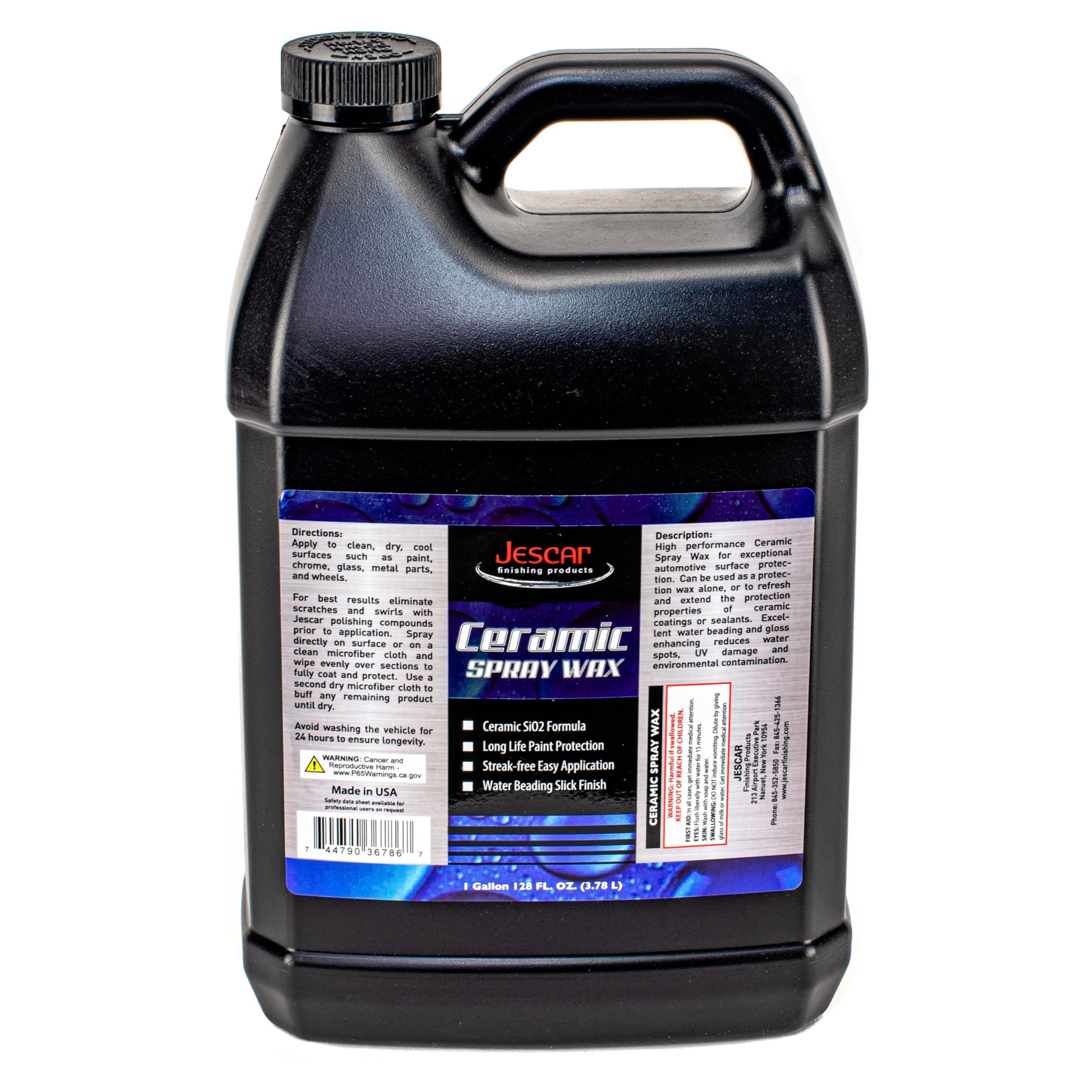 Jescar Ceramic Spray Wax - 128oz | High-Gloss Shine, Long-Lasting Protection, Easy Application, Hydrophobic coating for Cars, Motorcycle, RV's, Streak Free Finish.