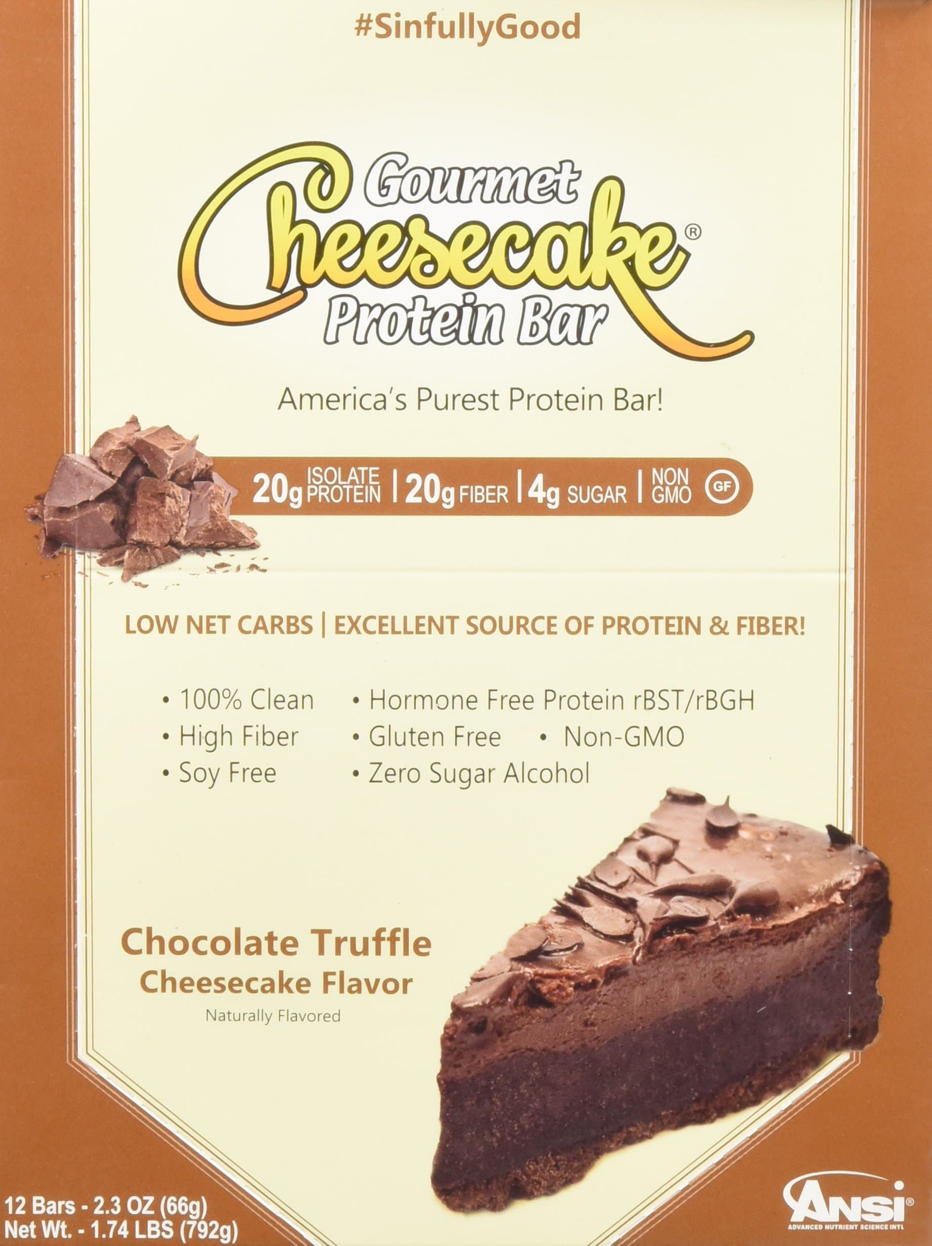 Ansi Cheesecake Bar, Chocolate Truffle, 12 Count