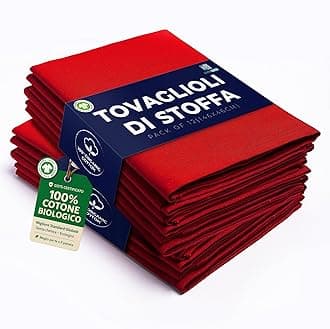 LivinEase 12-Piece Red Organic Cotton Dinner Napkins - 46 x 46 cm - Heavy Weight Hotel Quality