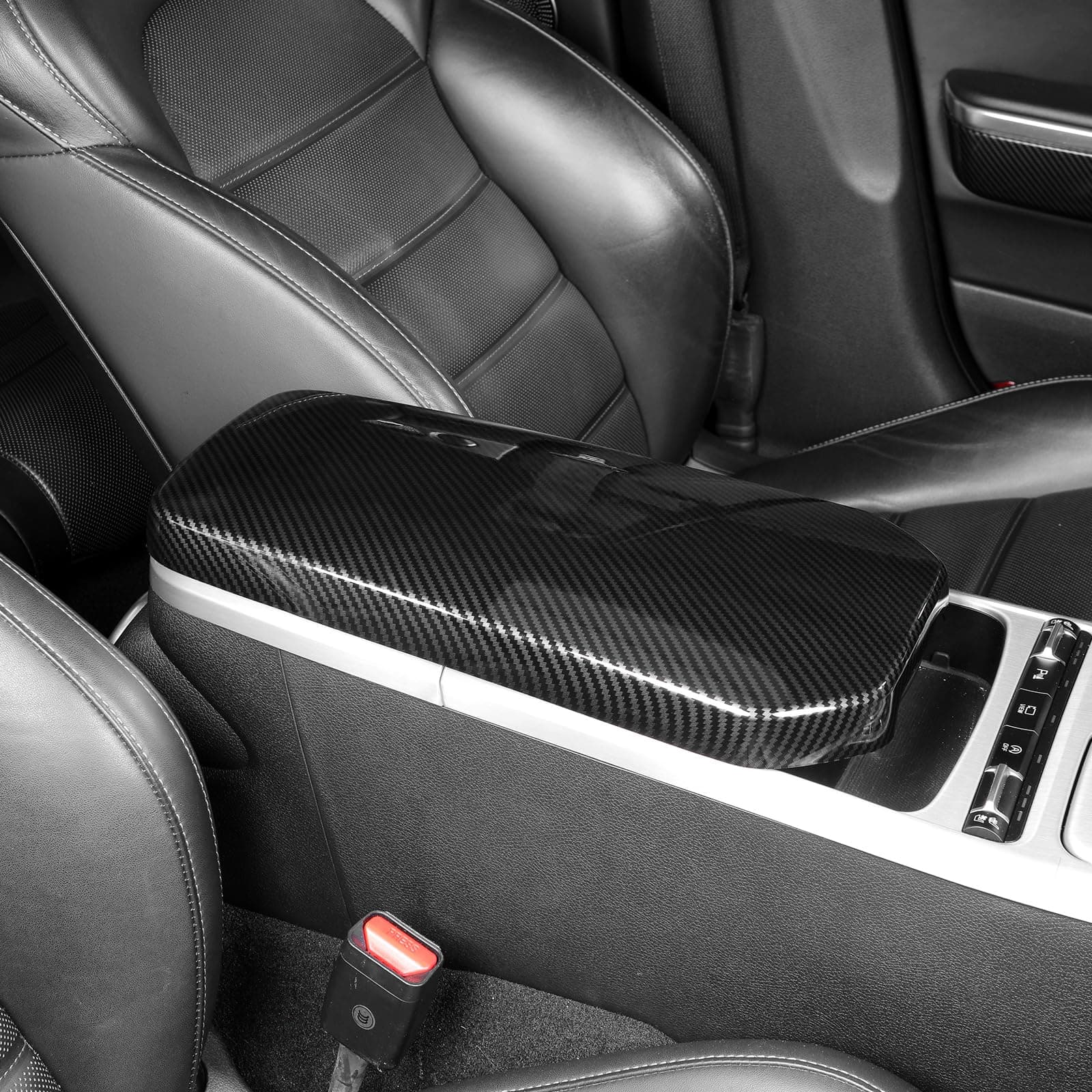 YOUTOOCAR Carbon Fiber Pattern Center Console Armrest Cover Compatible with K...