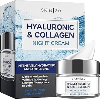 Hyaluronic & Collagen Face Moisturizer – Deep Hydration & Firming Night Cream For Dry or Dull Skin – Dermatologist Tested, Anti Aging, Korean Skin Care, Vegan, Clean Beauty – 1.69 Fl Oz