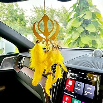 Dream Catcher Car Hanging ~ Handmade Hanging Wall Hangings, Garden, Car, Outdoor, Bedroom Pack of 1 (Yellow)