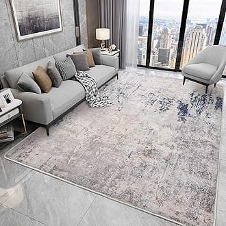Rugs Living Room Grey Area Rugs for Bedroom Modern Abstract Rug Large Short Pile Rugs Carpet Non-Slip Soft Living Room Rugs Room Decor (200 x 250 cm, Dark Blue/Grey/Beige)