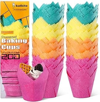 katbite Tulip Cupcake Liners 200PCS, Muffin Liners Baking Cups, Cupcake Wrapper for Party, Wedding, Birthday, Colourful Cupcake Liners Standard Size