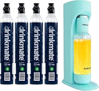 - Drinkmate OmniFizz Sparkling Beverage Maker CO2 Bundle - Sparkling Water/Soda Streaming Machine That Carbonates Any Drink - Includes 4 CO2 Cylinders, 1 Carbonation Bottle, 1 Fizz Infuser - Arctic Blue