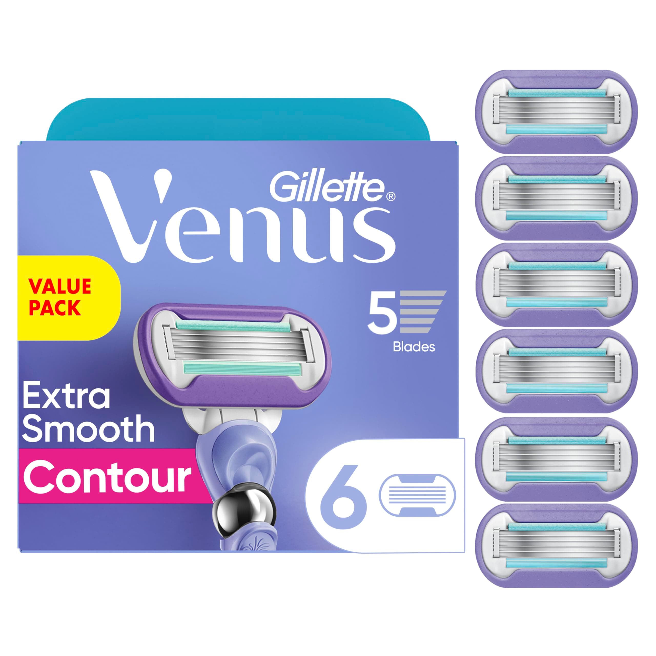 Deluxe Smooth Swirl Womens Razor Blade Refills, 6 Count, Moisture Ribbon to Protect Against Irritation