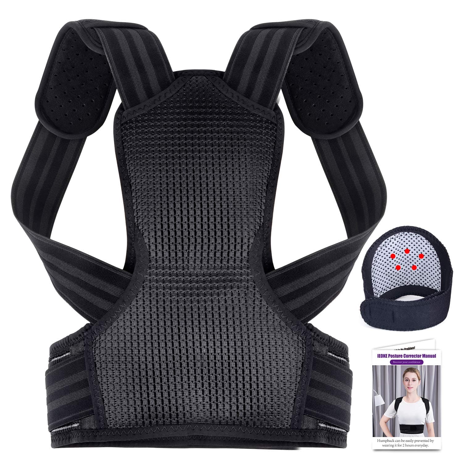 Posture Corrector for Men and Women, IEOKE Back Brace Adjustable Posture Brace,Back Shoulder Lumbar Waist Support Belt to Reduce Back and Neck Pains(S-Waistline 26-30in)