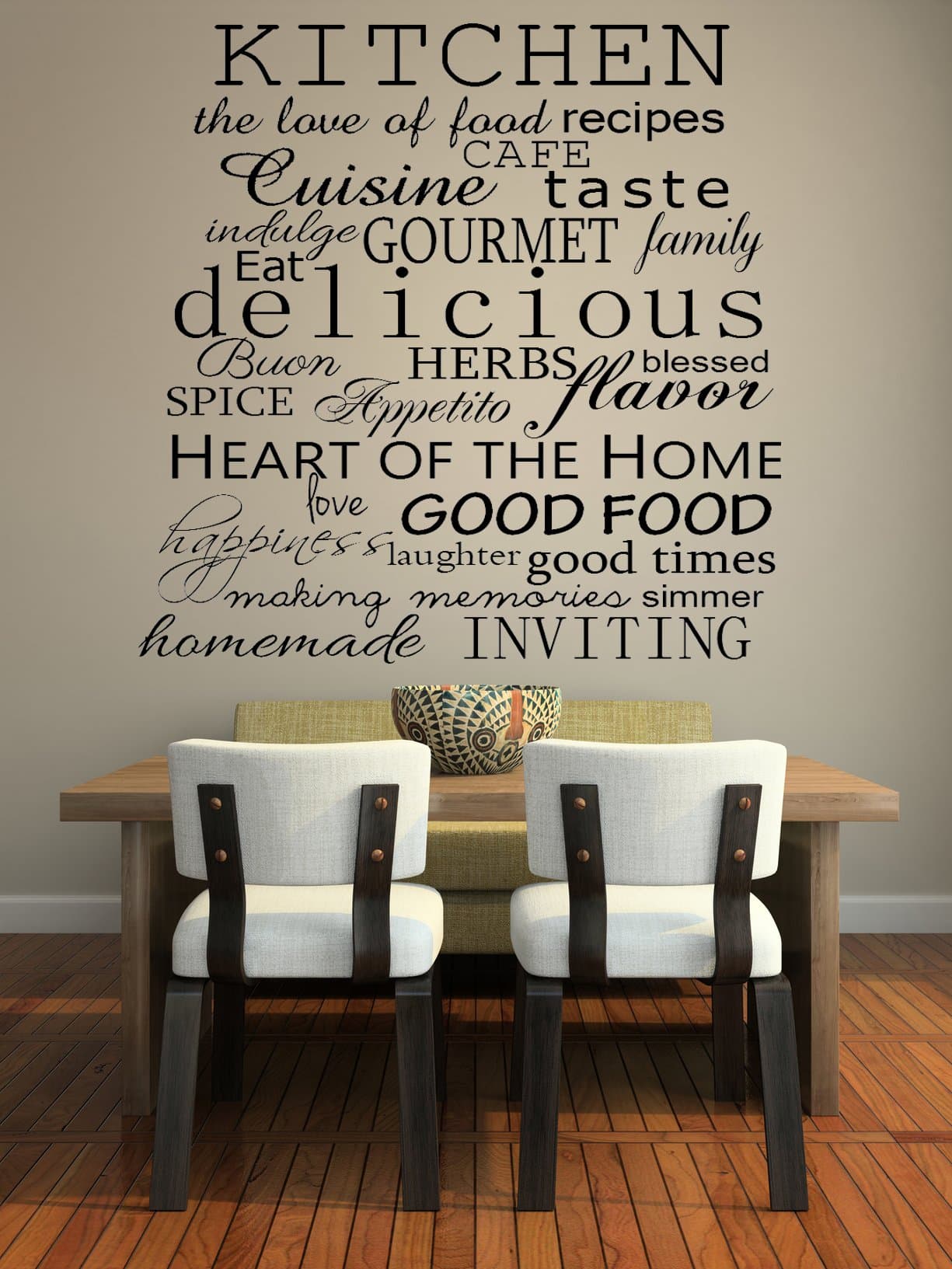 Kitchen Words Decorative Vinyl Wall Decal Sticker Art (30" X 38")