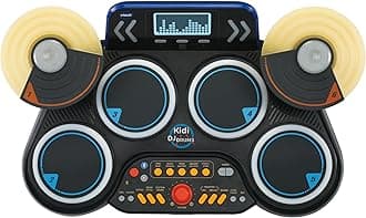 VTech Kidi DJ Drums, Light-up Electronic Drum Kit for Kids, with 4 Drums, 2 Cymbals, Drum Sticks, Bluetooth, Coach Mode and More, Music Toy for Ages 5, 6, 7Plus Years, English Version