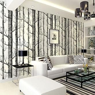 Warmiehomy Non-Woven Wallpaper 3D Modern Forest Birch Tree Wallpaper Background Roll 10mx0.53m
